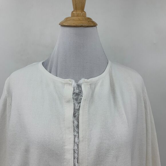 J. McLaughlin Cardigan Womens S Small Fringe Hem Open Front Collarless Cropped - Picture 3 of 14